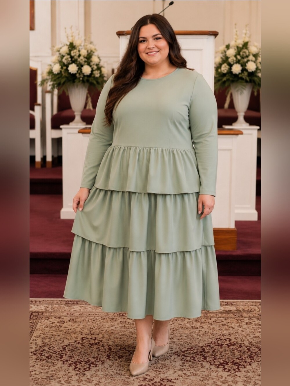 Skirt Society Tier Ruffle Layered Midi Dress - Picture 2 of 6